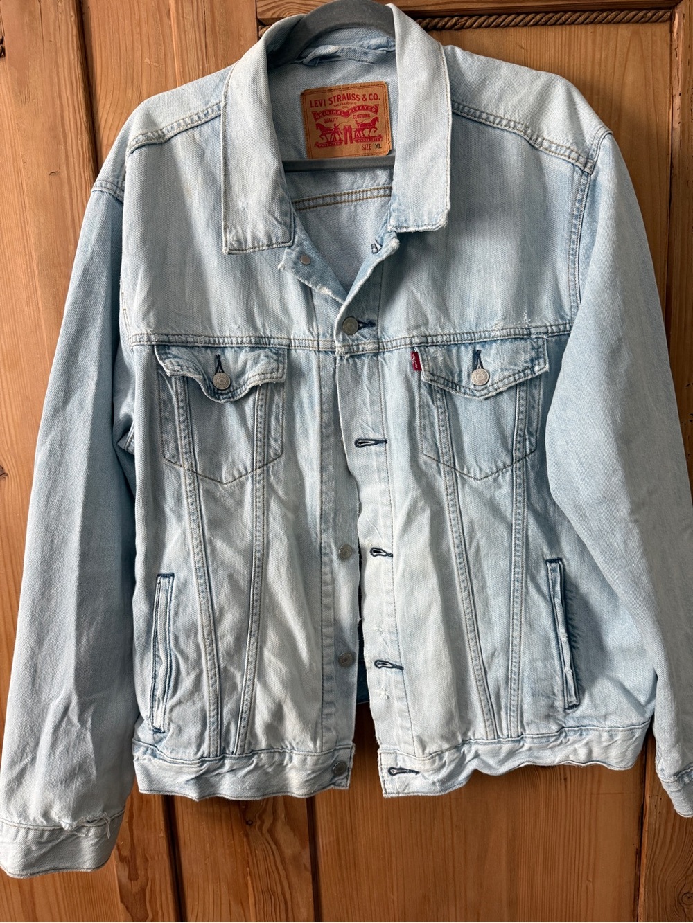 Levi's Light Wash Denim Trucker Jacket in Pale Blue